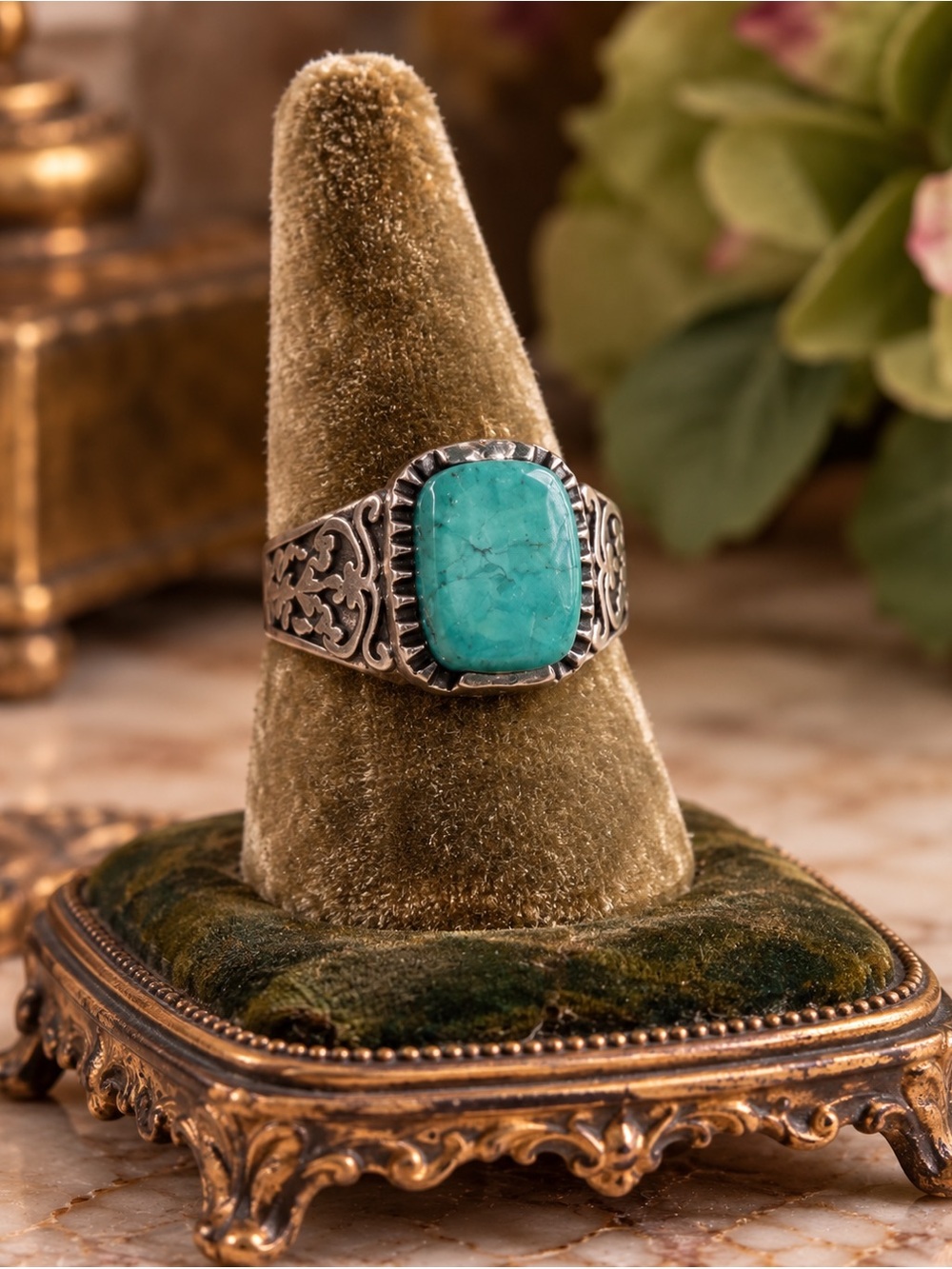 Silpada Sterling Silver Turquoise Ring Size 7.75 Statement Southwestern Boho